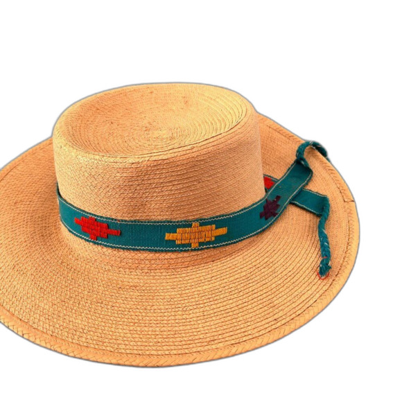 Vintage Palm Embroidered Banded Coastal Mexican Cowgirl Western Hat Summer Beach - Picture 6 of 8